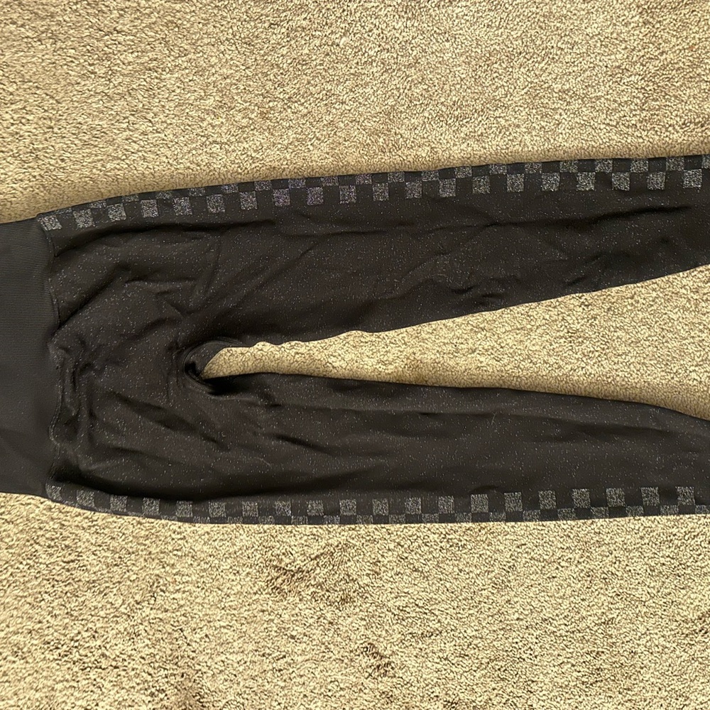Victoria's Secret Black Leggings with Gray Checkered Detail
